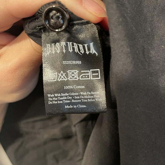 Disturbia Finis Cotton Button Up Midi Shirt Dress Womens Size 8 Pockets - Picture 7 of 7